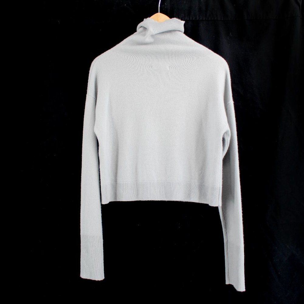 Sablyn 100% Cashmere Turtleneck/Cowl Sweater Boxy Cropped Long Sleeve Light Blue - Picture 6 of 11